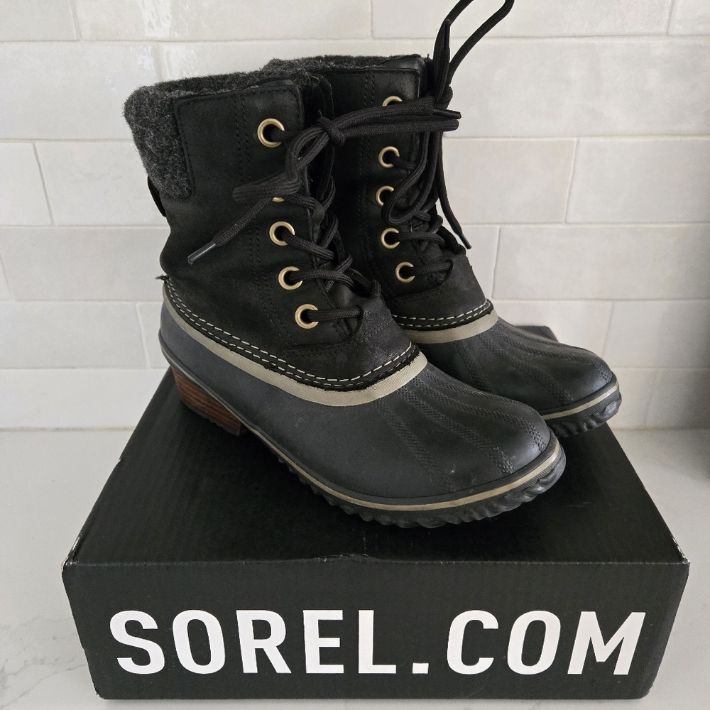 Sorel Slimpack II Lace-Up Waterproof Leather Insulated Rubber Winter Snow Boot 9 - Picture 1 of 9
